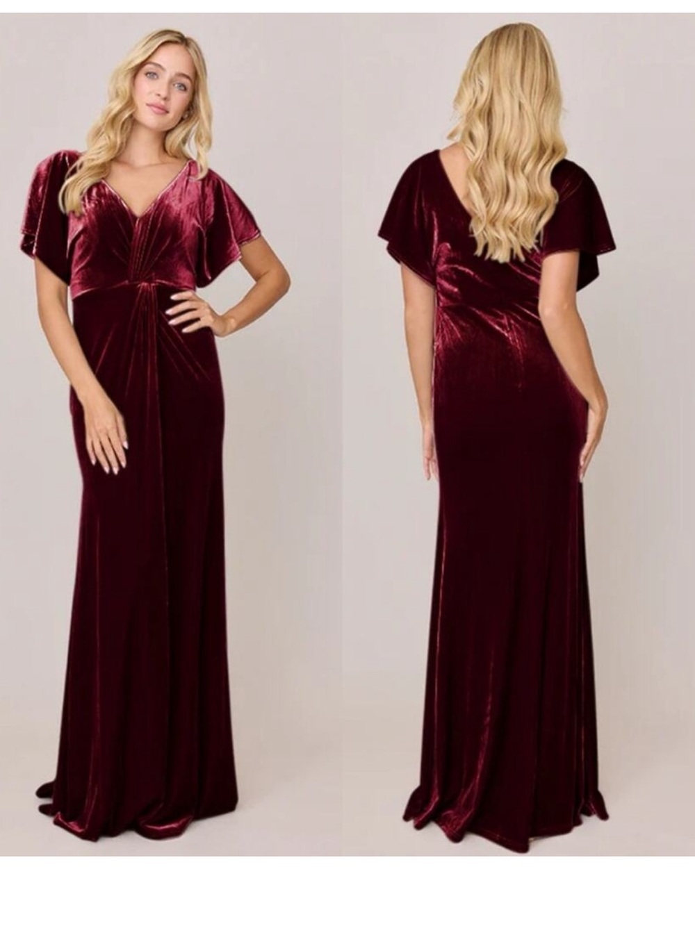 Revelry Gwen Velvet Burgundy Maxi Bridesmaid Dress Size 16